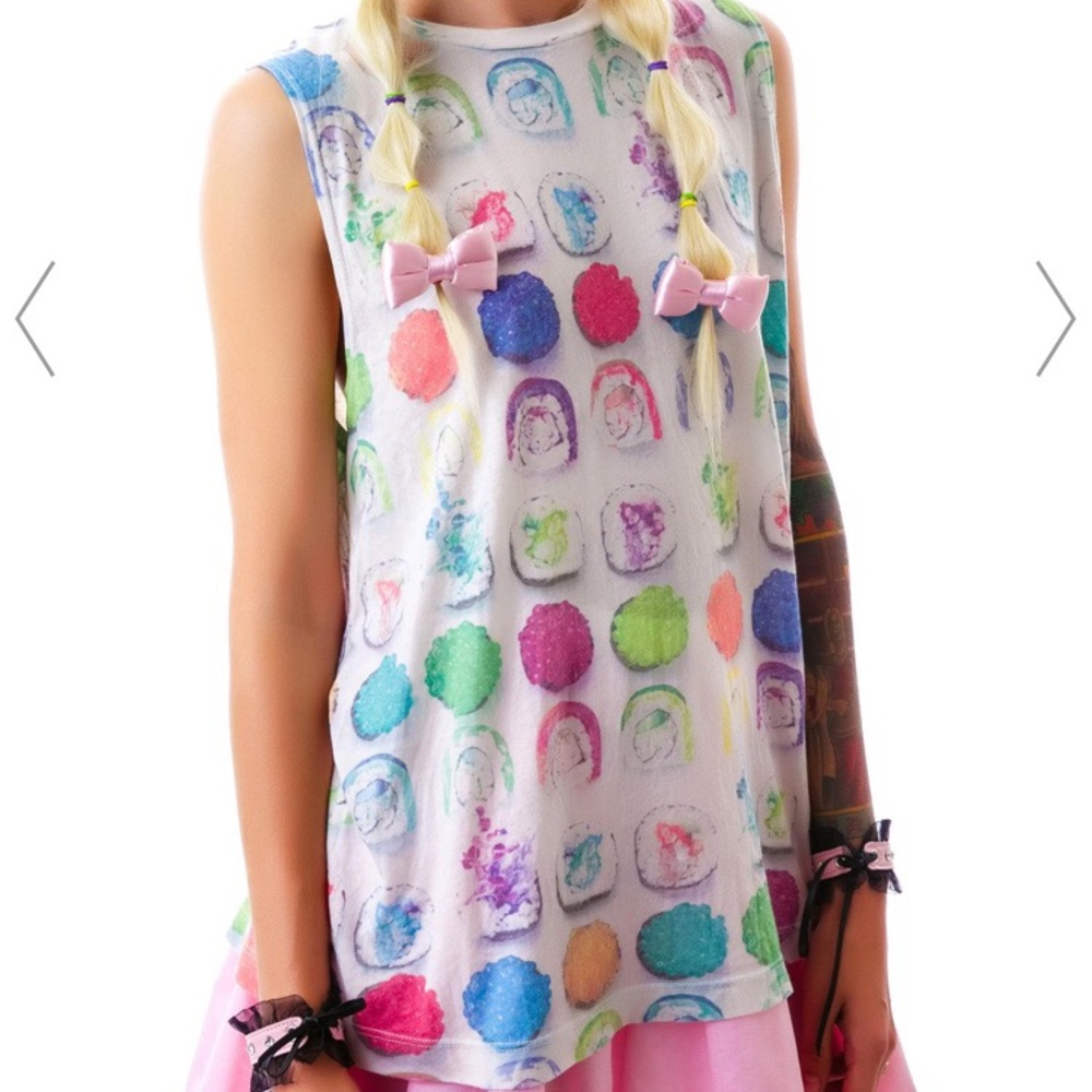Pastel Goth Rainbow Roll Kawaii Sushi Tank